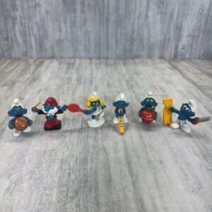 Schleich Smurf Lot Of 6 Smurf Figures Vintage Peyo Used 70 80s Teacher Smurfette